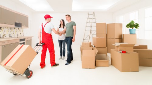Moving van and loading team preparing a customer booking