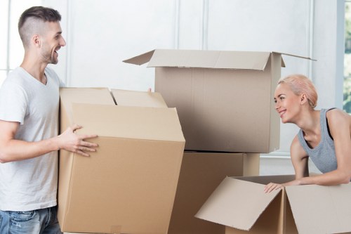 Retail and office items organised for a commercial move in Streatham